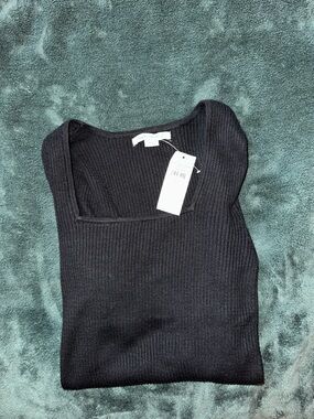 NWT - American Eagle Ribbed Square Neck Long Sleeve Top - Size S